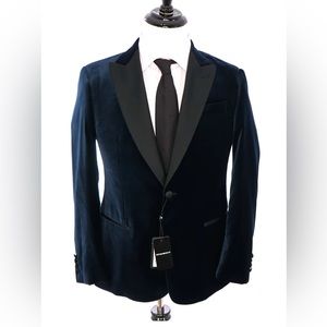 Emporio Armani- “G-Line” Blue Velvet Dinner Jacket- 40R